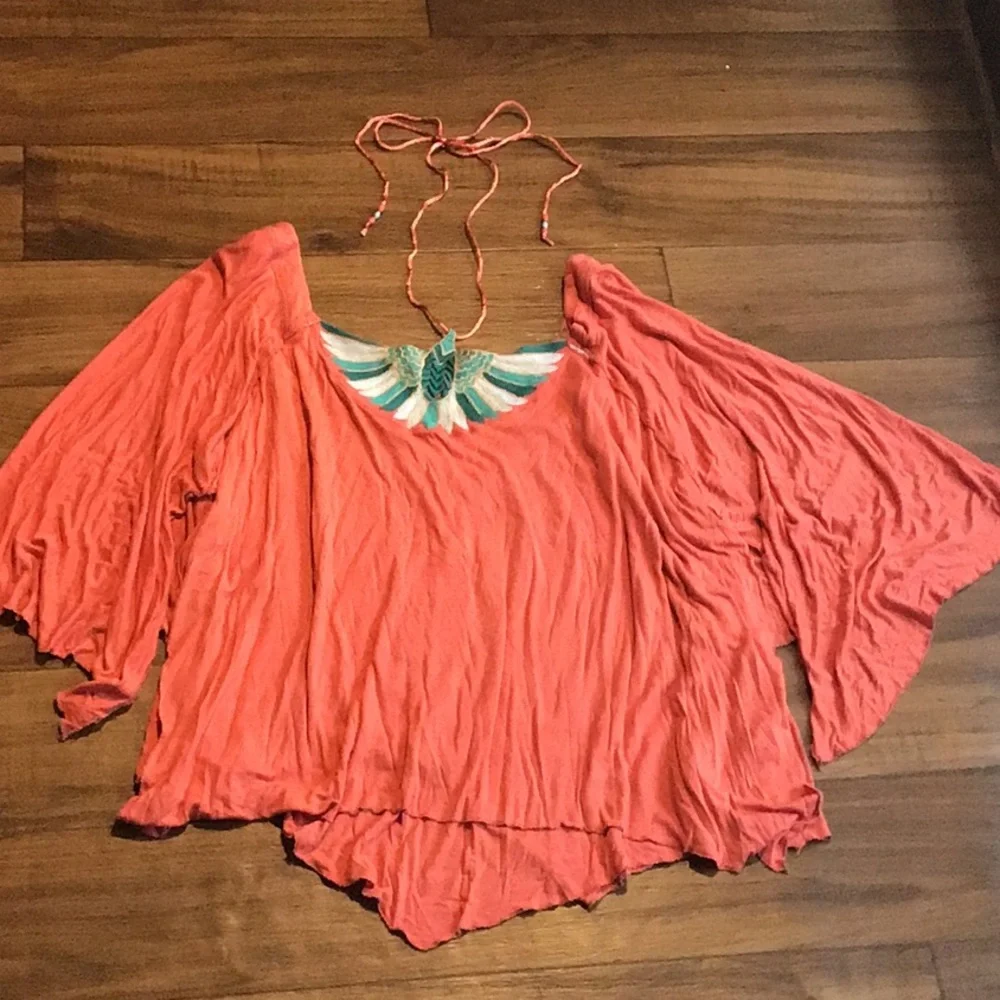Free People Coral Mayfair top NWT halter tie neck